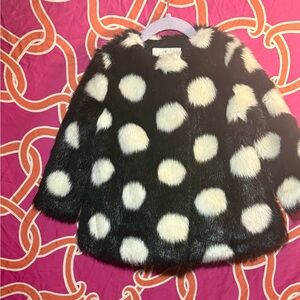 2T Kate Spade Polka Dot Faux Fur Coat